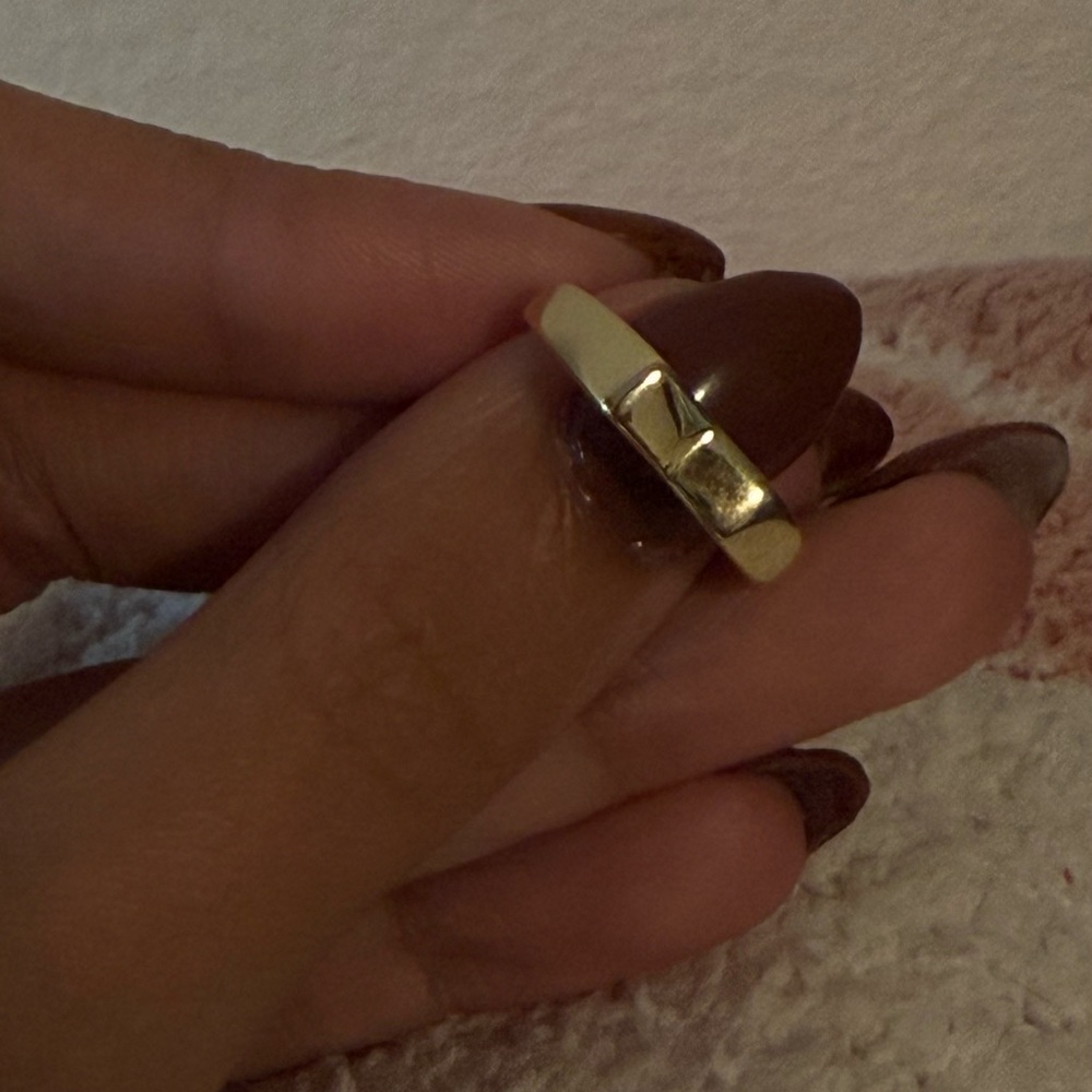 Gold Tone Ring with Geometric Design